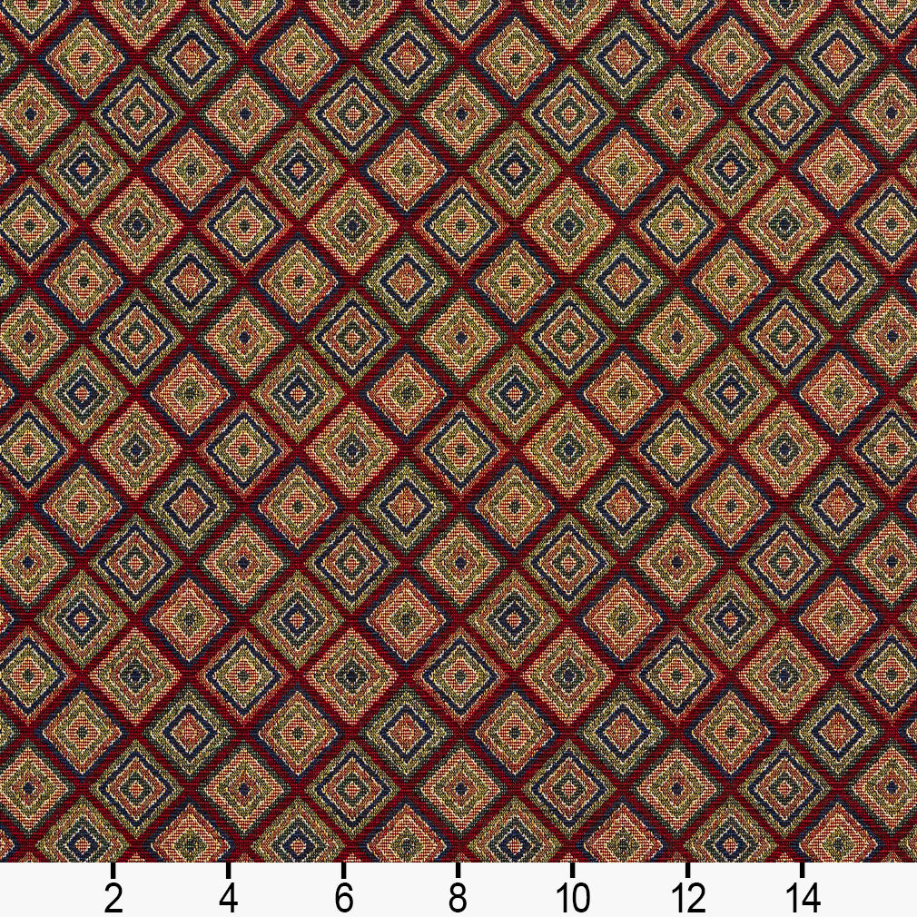 1989 Diamonds,Small Scale Merlot Red & Burgundy Charlotte Fabrics