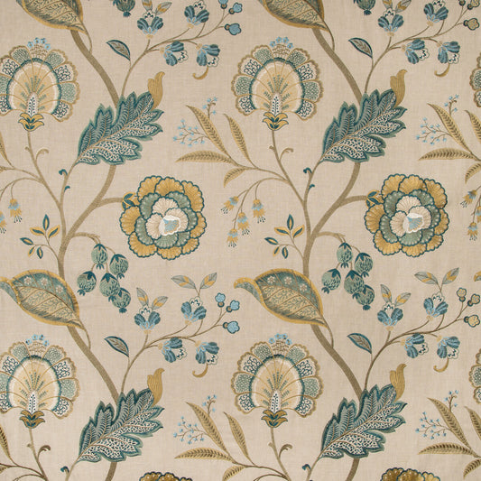 2019100-113 ASTON EMBROIDERY TEAL LEE JOFA Fabrics Drapery Upholstery