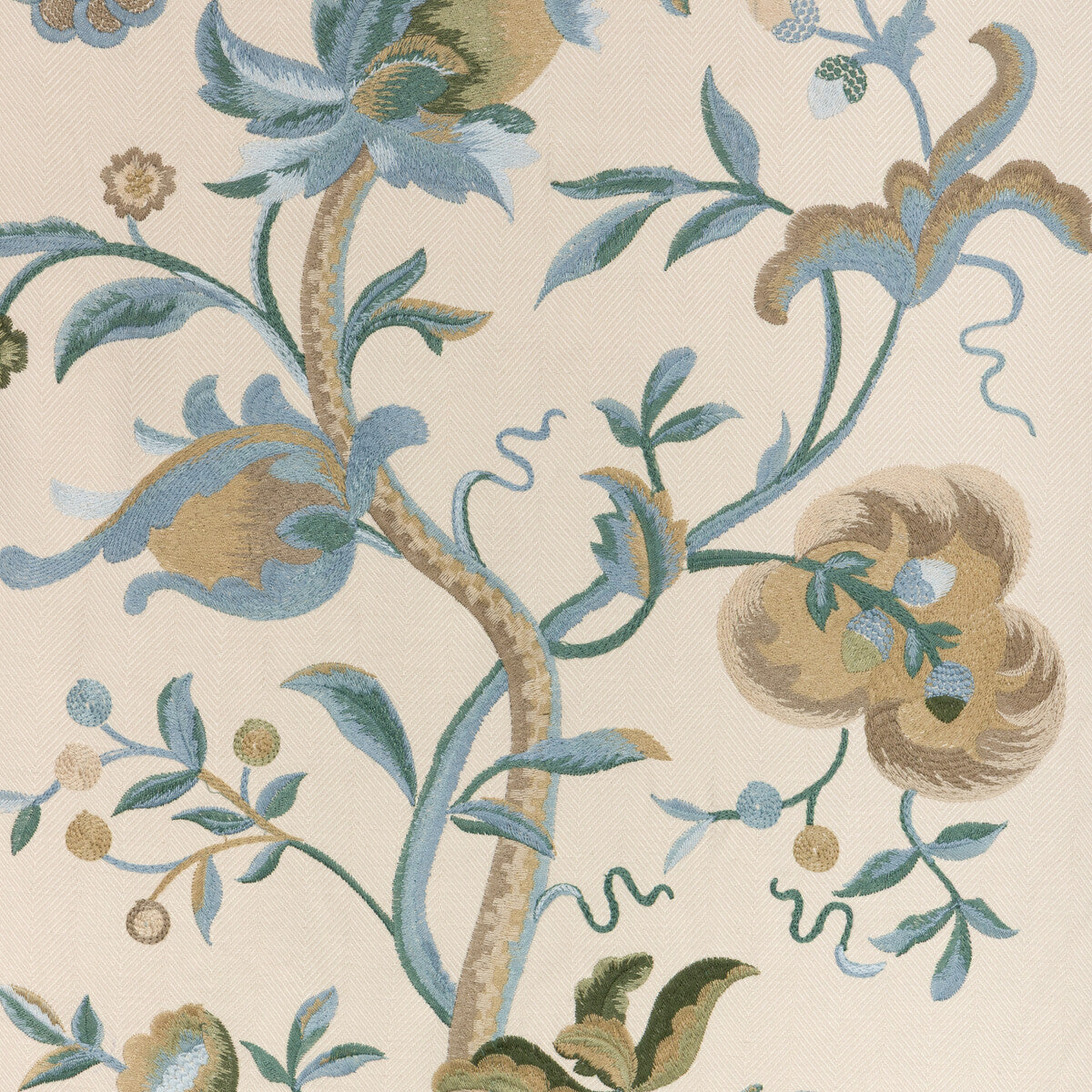 2019107-1613 DORTON EMBROIDERY TEAL LEE JOFA Fabric