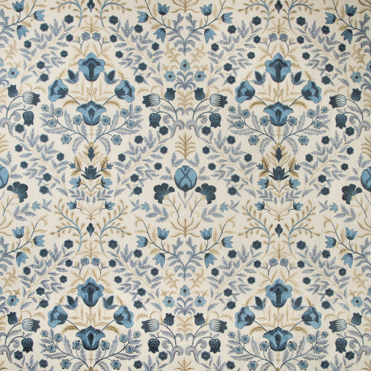 2019110-155 LUXFORD EMBROIDERY INDIGO LEE JOFA Fabrics Drapery Upholstery