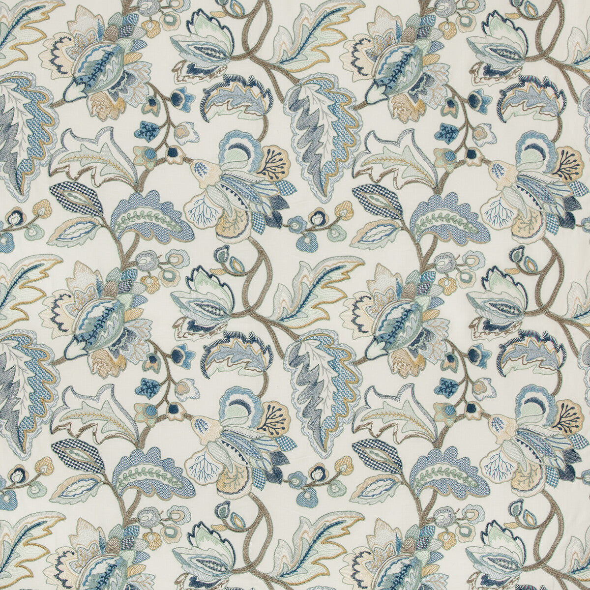 2019111-145 ORFORD EMBROIDERY BLUE/GOLD LEE JOFA Fabrics Drapery Upholstery