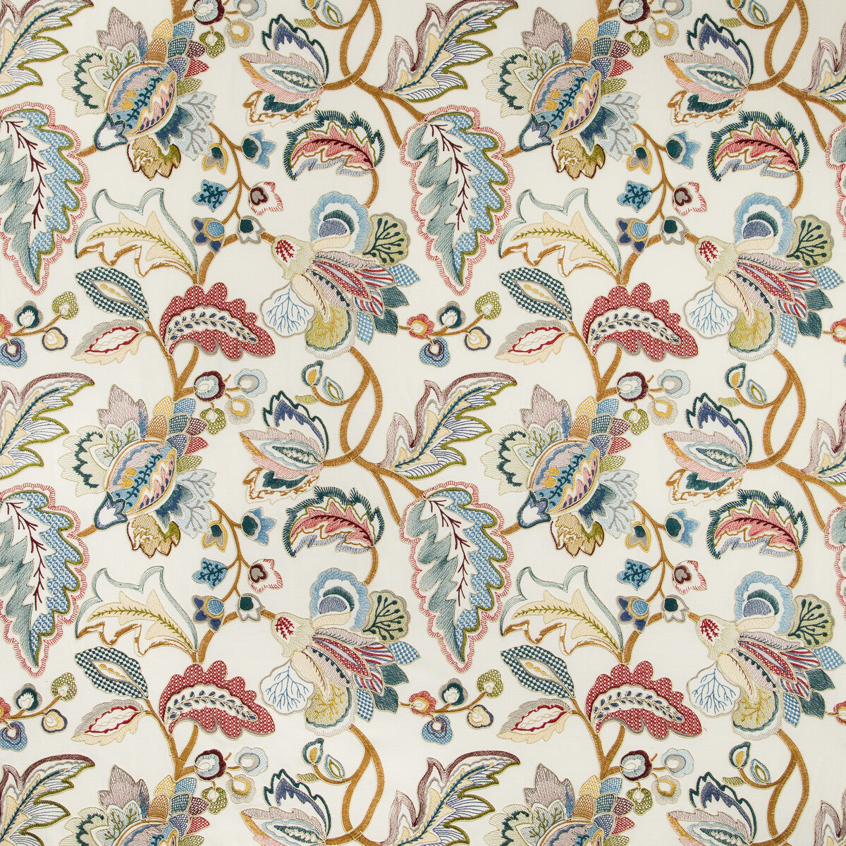 2019111-149 ORFORD EMBROIDERY RED/BLUE LEE JOFA Fabrics Drapery Upholstery