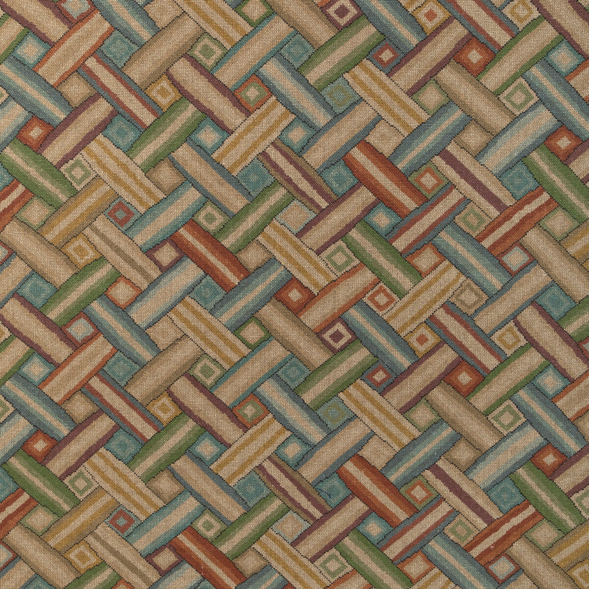 2023129-319 STRAPWORK PRINT RED/MOSS LEE JOFA Fabrics Drapery Upholstery
