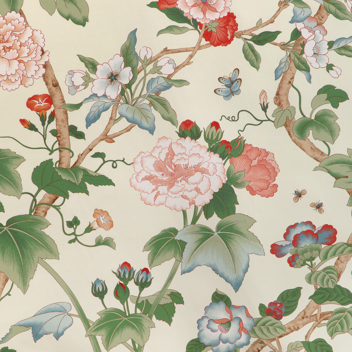 2023143-319 GARDENIA PRINT RED/GREEN LEE JOFA Fabrics Drapery Upholstery