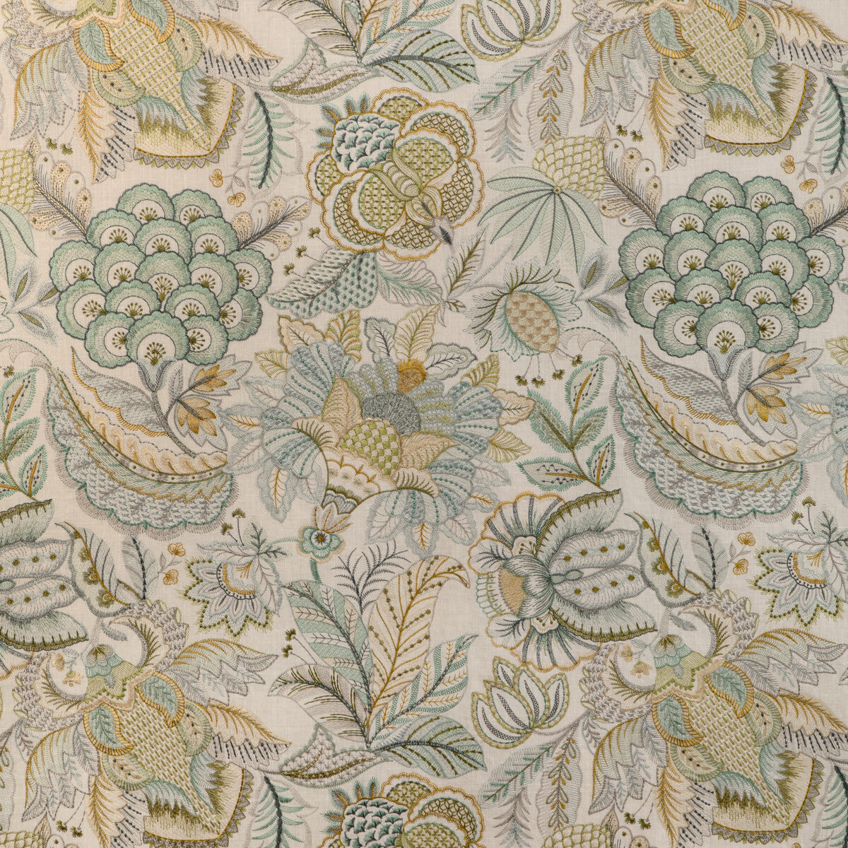 2023145-354 EDEN EMB AQUA/GOLD LEE JOFA DRAPERY