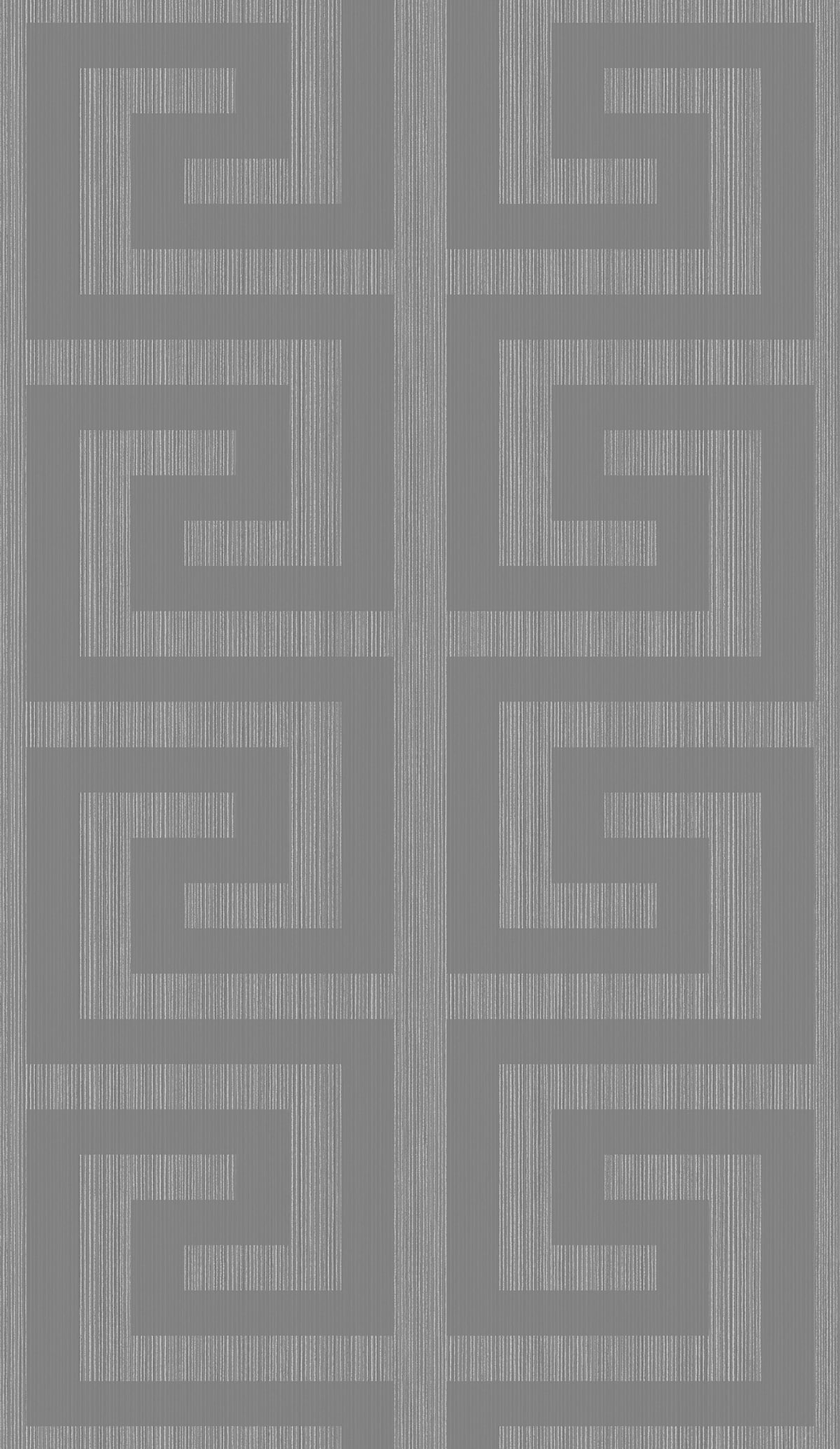 2232002 Etten Studios Essential Textures Wallpaper Greek Key Metallic Silver & Earl Gray