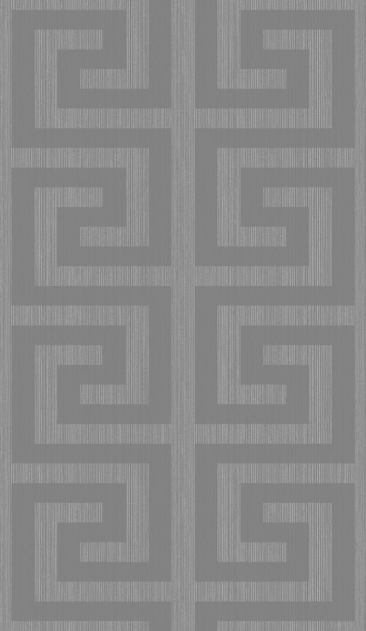 2232002 Etten Studios Essential Textures Wallpaper Greek Key Metallic Silver & Earl Gray