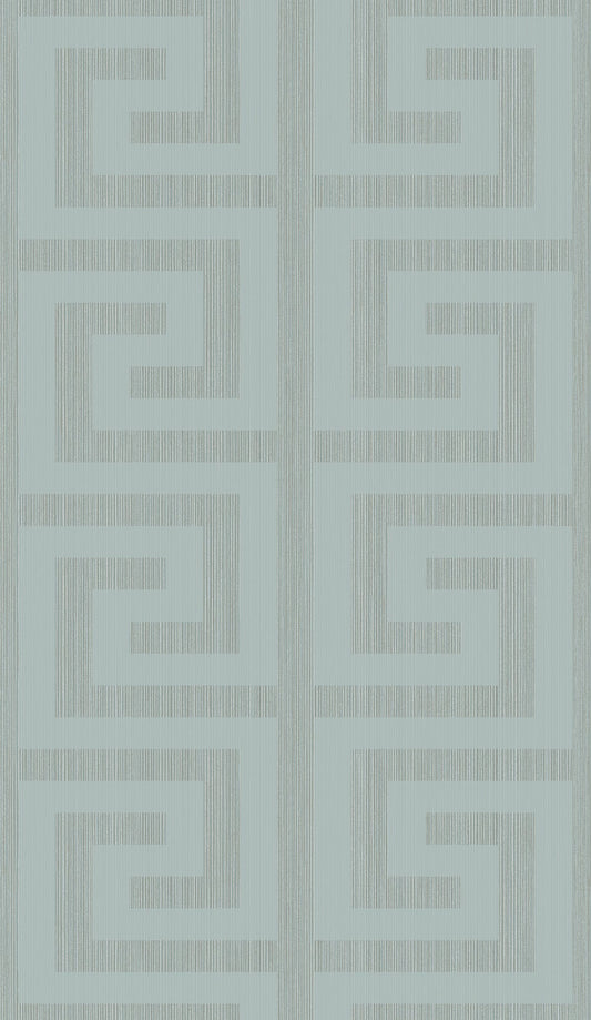 2232004 Etten Studios Essential Textures Wallpaper Greek Key Metallic Sea Green