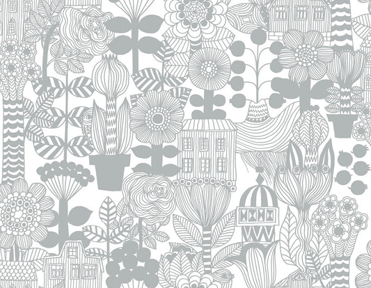 23305X Marimekko Marimekko Vol. 5 Wallpaper Lintukoto Gray and Off-White