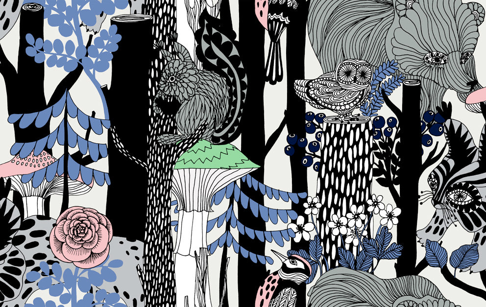 23340X Marimekko Marimekko Vol. 5 Wallpaper Pikkuveljekset Ebony and Sapphire