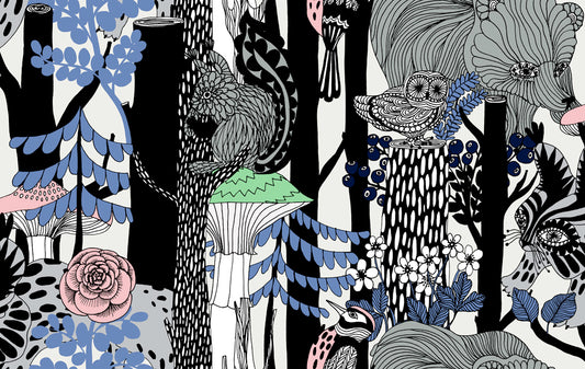 23340X Marimekko Marimekko Vol. 5 Wallpaper Pikkuveljekset Ebony and Sapphire