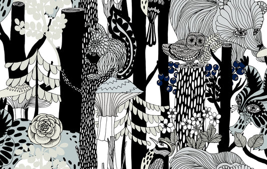 23341X Marimekko Marimekko Vol. 5 Wallpaper Pikkuveljekset Ebony and Steel Gray