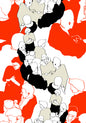 23360X Marimekko Marimekko Vol. 5 Wallpaper Ystävät Vermillion and Off-White
