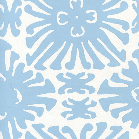 2475WP-10 SIGOURNEY SMALL SCALE French Blue On White Quadrille Wallpaper