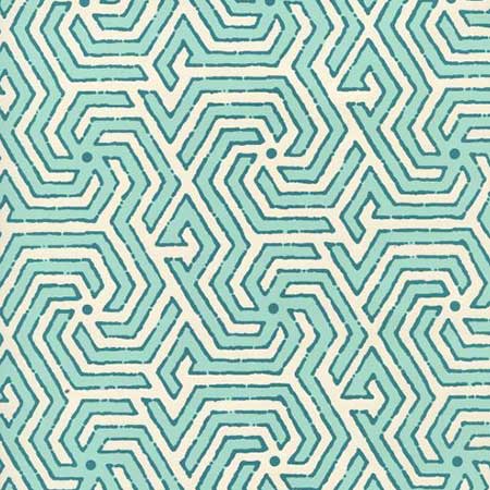 2520-01OWP MAZE REVERSE TWO COLORS Turquoise Dark Turquoise Quadrille Wallpaper