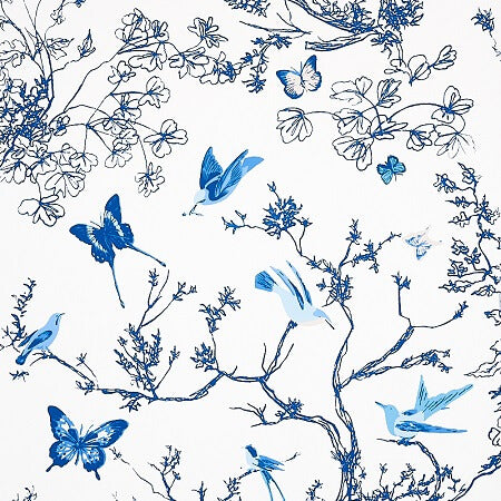 2704421 BIRDS & BUTTERFLIES Porcelain Schumacher Wallpaper