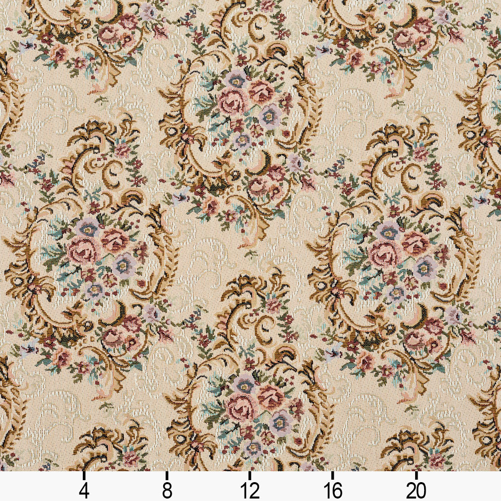 2773 Floral Victoria Gold & Yellow,Pink Charlotte Fabrics