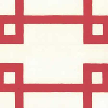 300406OWP BRIGHTON Red On Off White Quadrille Wallpaper