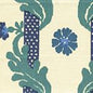 302031F-CU HENRIOT FLORAL Blues on Ecru Quadrille Fabric