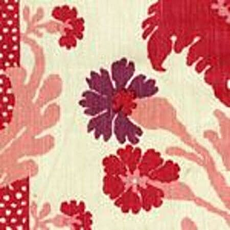 302040F-CU HENRIOT FLORAL Pinks on Ecru Quadrille Fabric