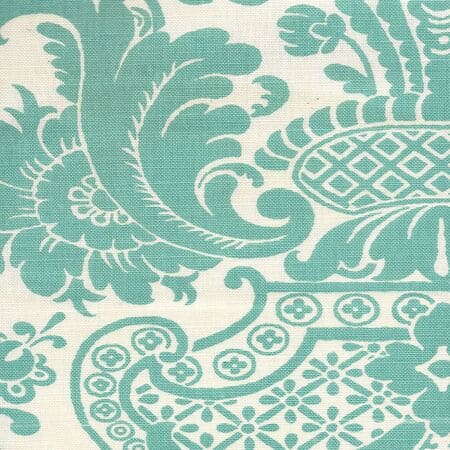 302076F ESTE Turquoise on Tint Quadrille Fabric