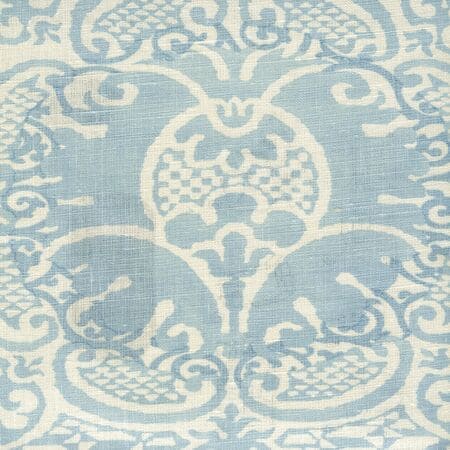 302200B-03 VENETO NEUTRAL Soft Windsor Blue on Tint Quadrille Fabric