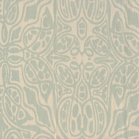 302253F SAN MICHELE French Green on Beige Quadrille Fabric