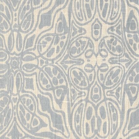 302254F SAN MICHELE New Windsor Blue on Beige Quadrille Fabric