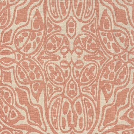 302258F SAN MICHELE Terracotta on Beige Quadrille Fabric