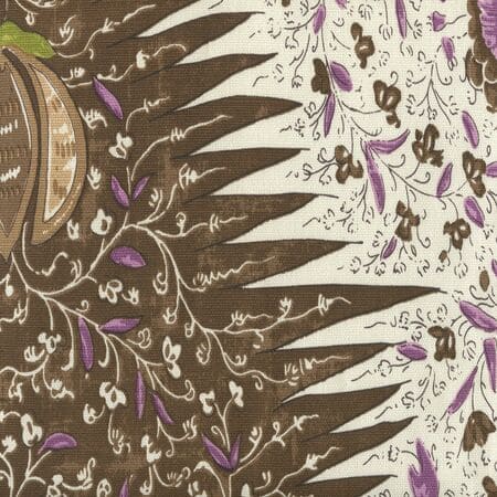 302653F Les Indiennes Multicolor Multi Brown Taupe Lilac Quadrille Fabric