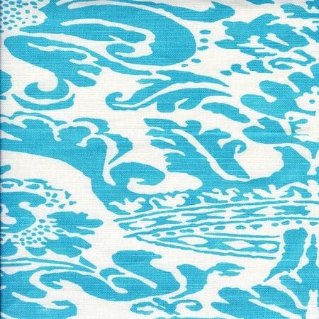 302843F BROMONTE Turquoise on Tint Quadrille Fabric