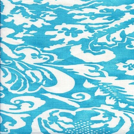 302853F BROMONTE REVERSE Turquoise on Tint Quadrille Fabric