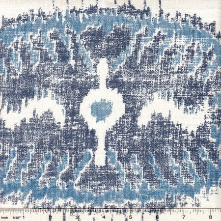 302872F BUDDAKAHN Blues on Oyster Quadrille Fabric