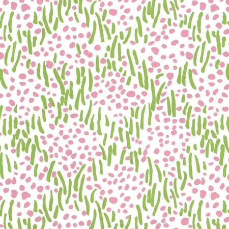 3030-11WP TRILBY Jungle Green Pink On White Quadrille Wallpaper