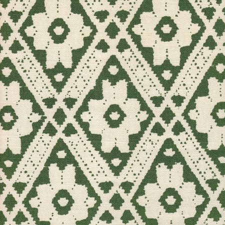 305057F VIENNESE Forest Green on Tint Quadrille Fabric