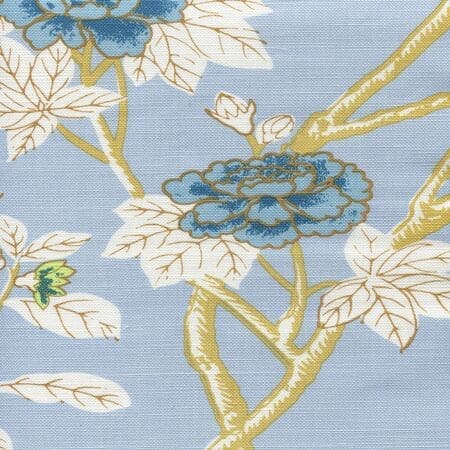 306061F HAPPY GARDEN Windsor Blue on White Quadrille Fabric