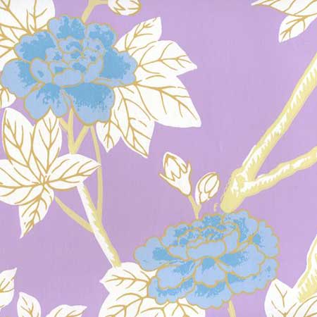 306064W HAPPY GARDEN Lavender On White Quadrille Wallpaper