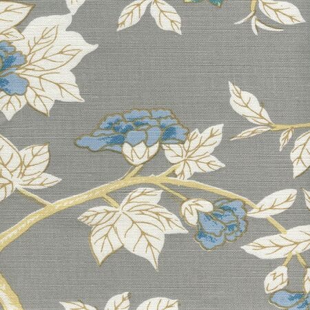 306065F HAPPY GARDEN Grey on White Quadrille Fabric