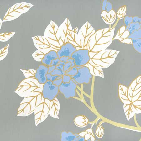 306065W HAPPY GARDEN Grey On White Quadrille Wallpaper