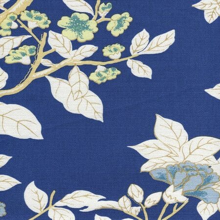 306068F HAPPY GARDEN New Navy on White Quadrille Fabric