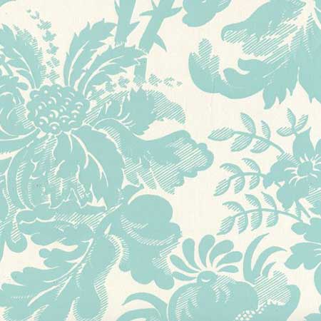 306085W DES GARDES Turquoise On Off White Quadrille Wallpaper