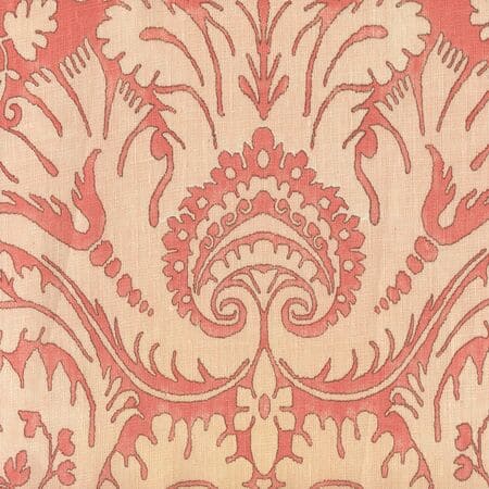 306245F-CU BORGHESE Coral Soft Pink Brown on curtain weight Quadrille Fabric