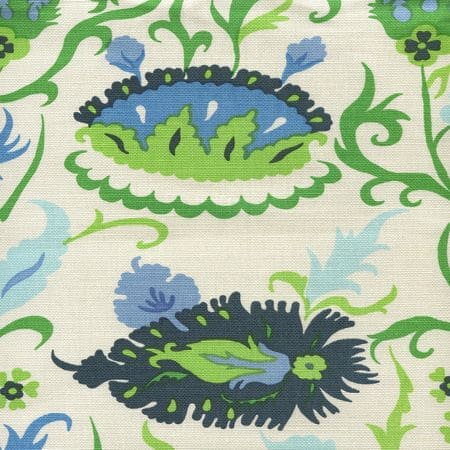 306262F UZBEK SMALL SCALE Multi Blues Greens Royal Quadrille Fabric