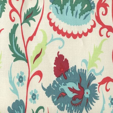 306265F UZBEK SMALL SCALE Multi Red Teal Blues Quadrille Fabric