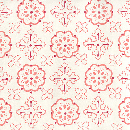 306305W CRAWFORD Multi Red Terracotta On Almost White Quadrille Wallpaper