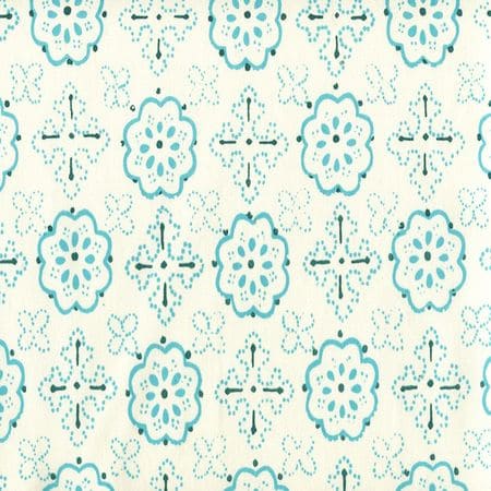 306308CTTN CRAWFORD Multi Turquoise Quadrille Fabric