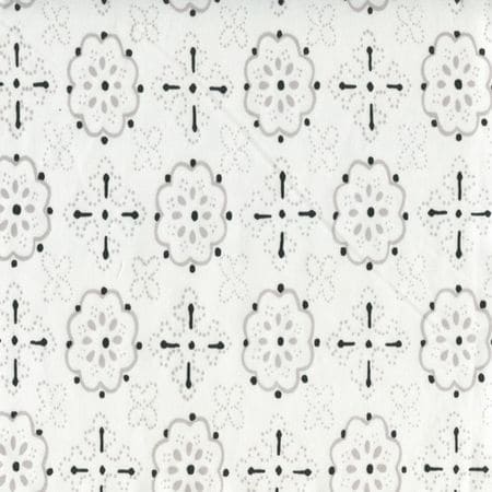 306312CTTN CRAWFORD Light Grey Black Quadrille Fabric