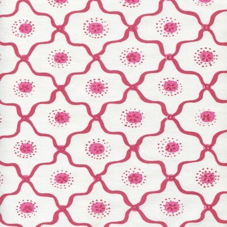 306320C-03CTT LONGFELLOW Strawberry on White Cotton Quadrille Fabric