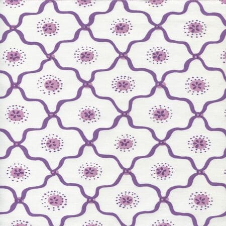 306320C-05CTT LONGFELLOW Purple Lilac on White Cotton Quadrille Fabric