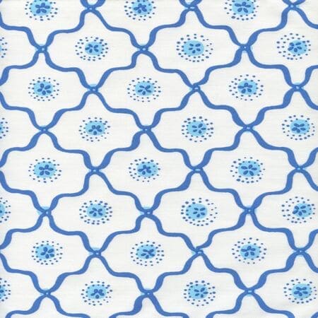 306320C-06CTT LONGFELLOW Royal New Blue on White Cotton Quadrille Fabric